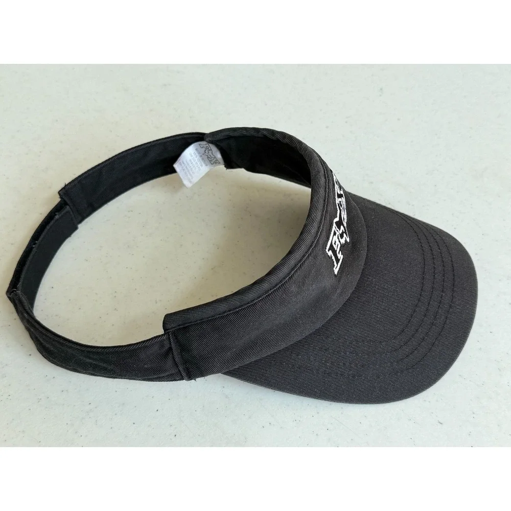Vintage 90s Fox Racing Motocross Logo Sun Visor Black Adjustable Hat Y2K